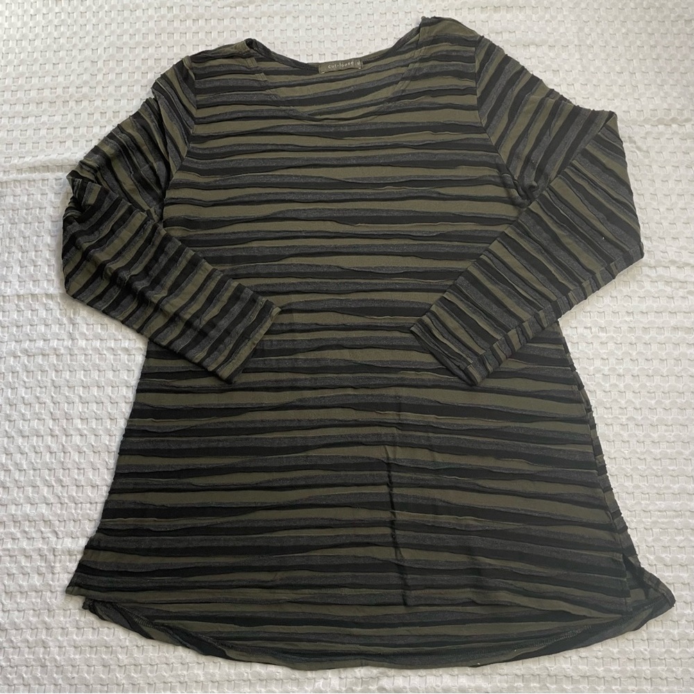 Cut Loose Tunic Top XL Pieced‎ Striped Asymmetrical Boho Lagenlook